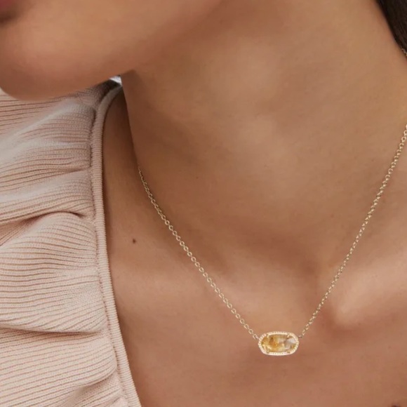 NWT Elisa Gold Pendant Necklace in Citrine - Picture 4 of 6